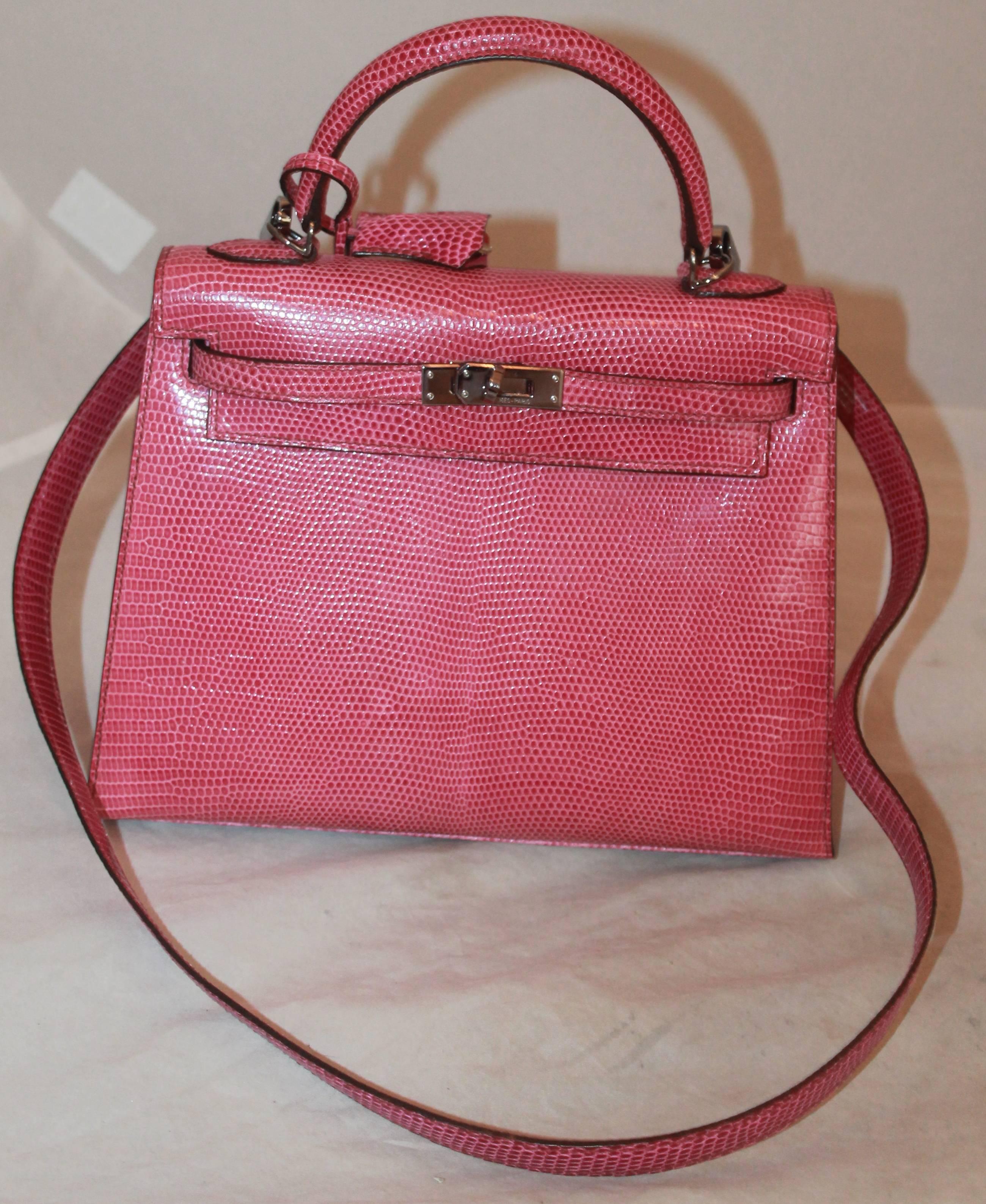 Women's Hermes Pink Lizard Kelly with All Components - 25cm - SHW