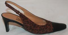 Salvatore Ferragamo Brown Leopard Print Suede Slingbacks - 7AA