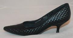 Salvatore Ferragamo Black Woven Leather Pump - 7AA