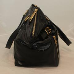 YSL Rive Gauche Black Patent "Sac Downtown" Bag - GHW