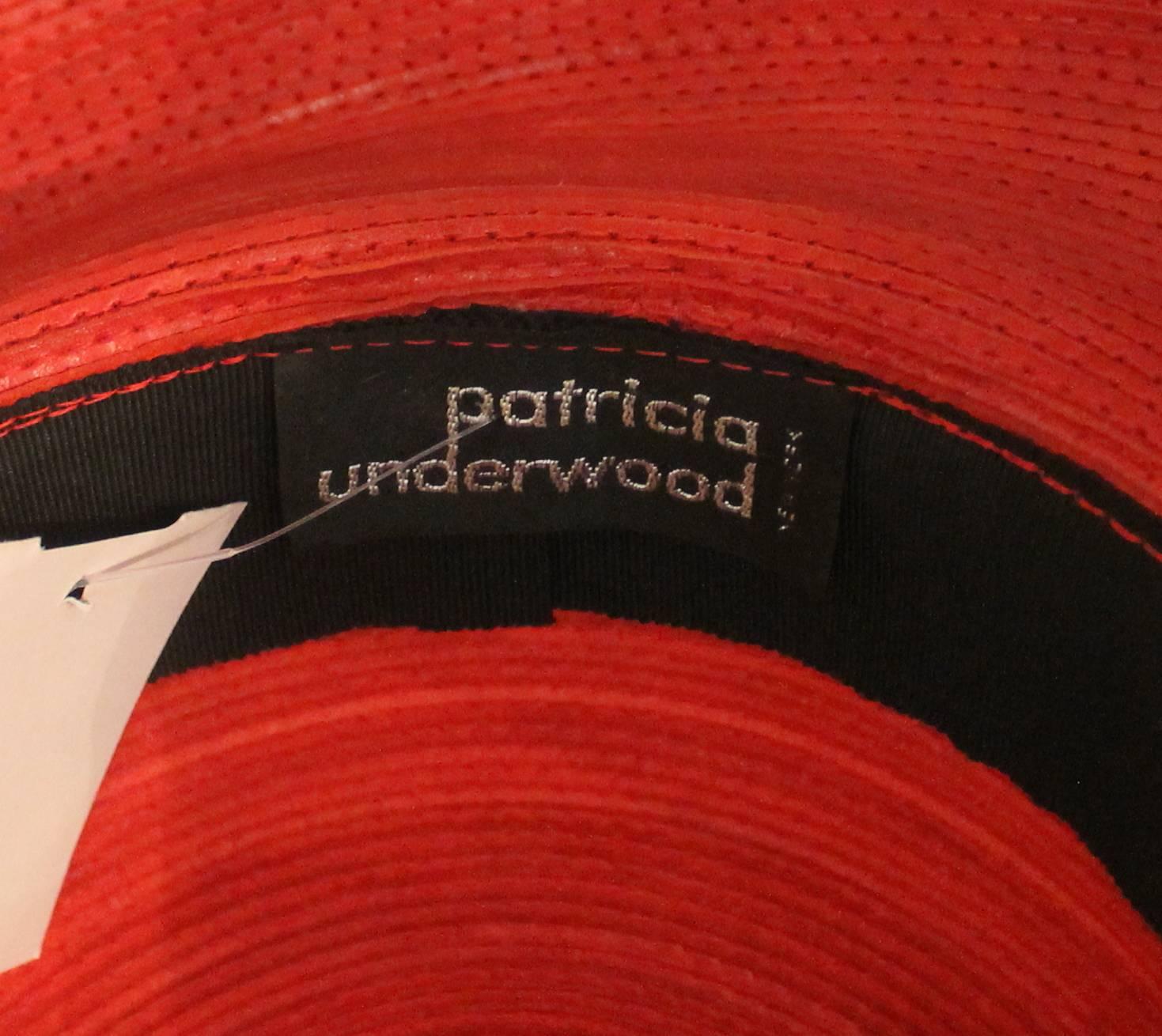Patricia Underwood Vintage Red Leather Hat - circa 1990's 1