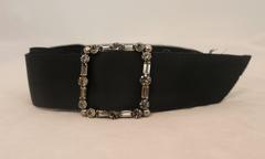 Lanvin Black Silk Faille Belt w/ Crystal Buckle - Circa 2006