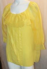 Oscar de la Renta Yellow Silk Chiffon Blouse with Ruffles - 12