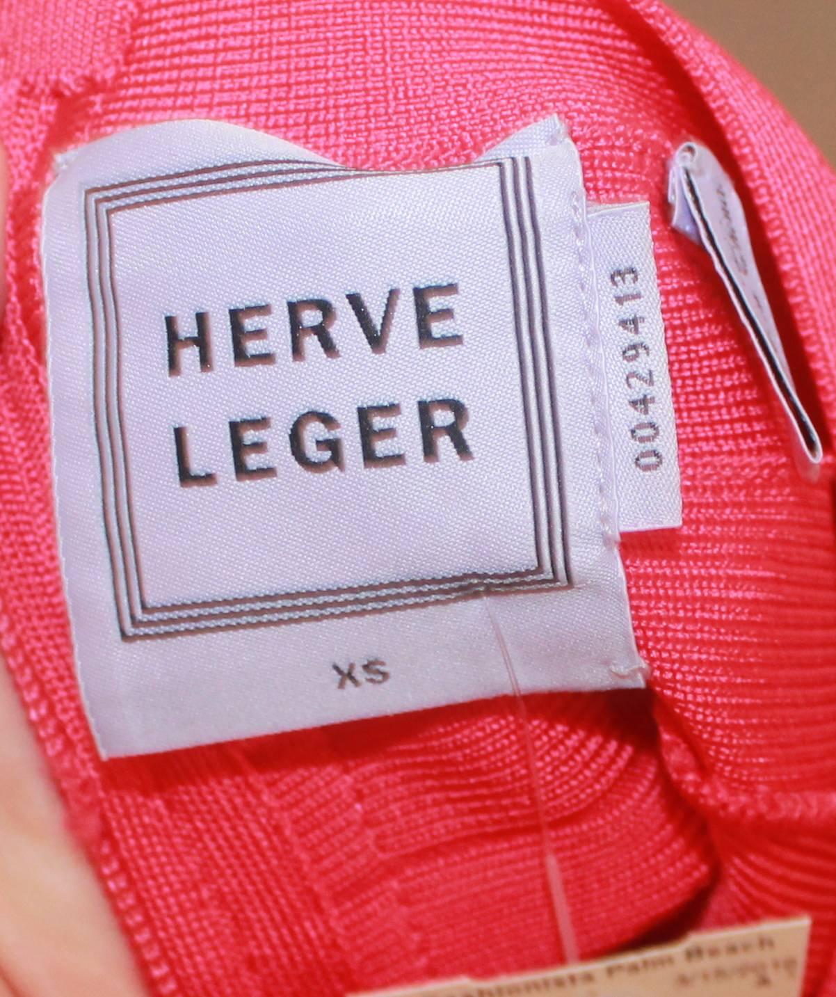 Women's Herve Leger Raspberry Stretch Short Sleeve Dress - XS