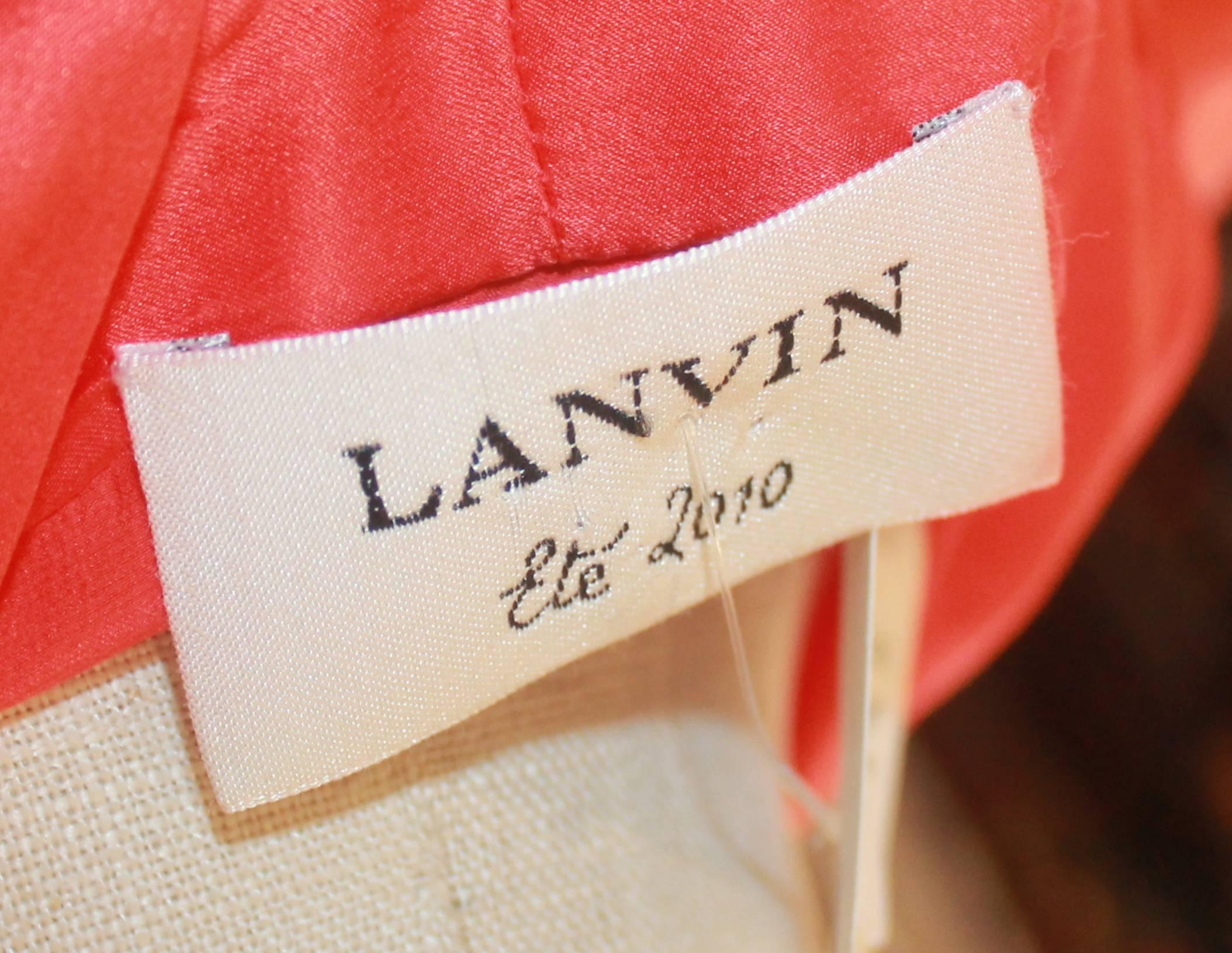 Lanvin Burnt Orange Ruched Silk Dress with Belt - 38 1