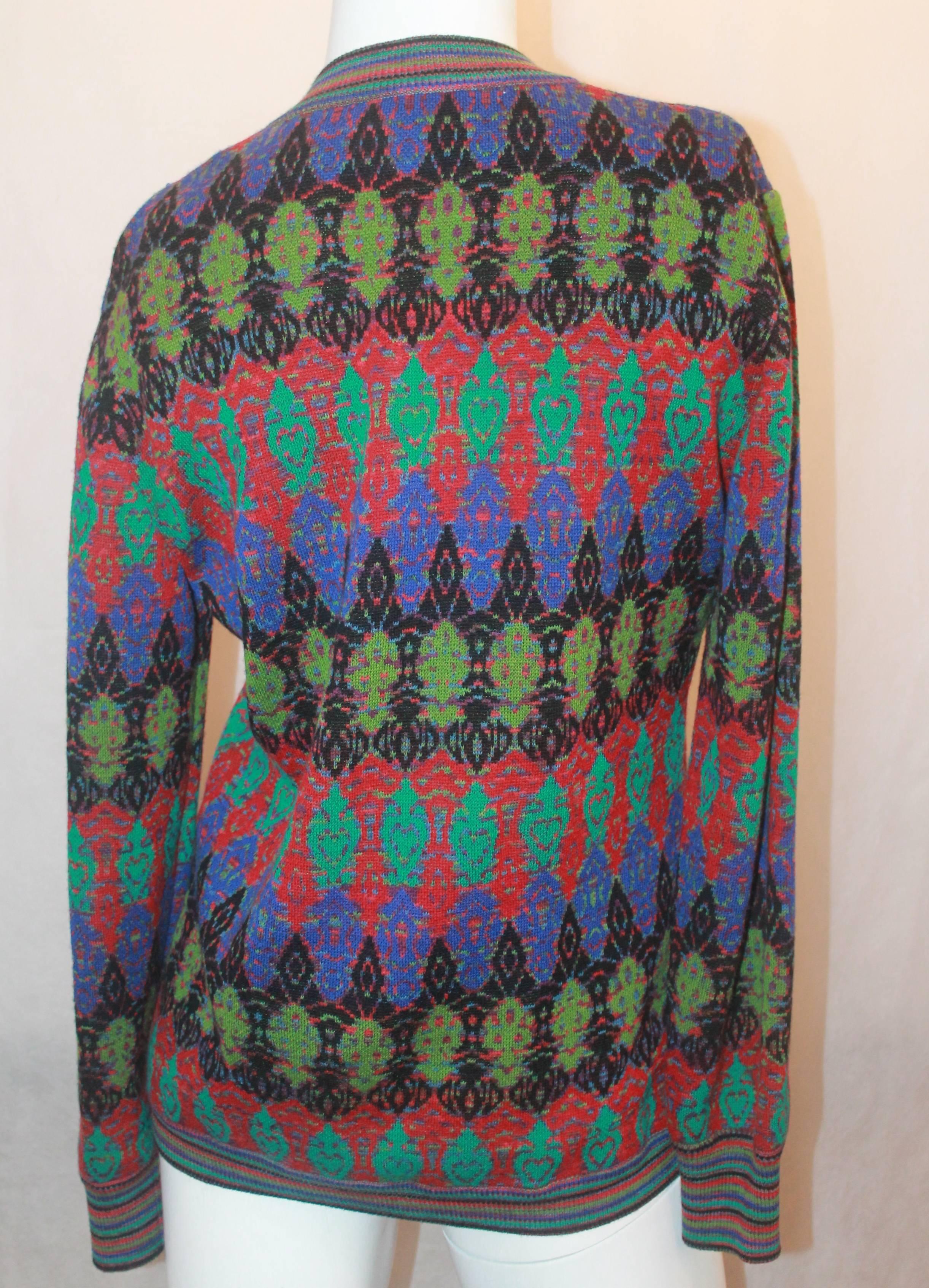 Missoni Vintage Multi Colored Knit Sweater w/ an Artsy Pattern - M -Circa 1970's In Good Condition In West Palm Beach, FL