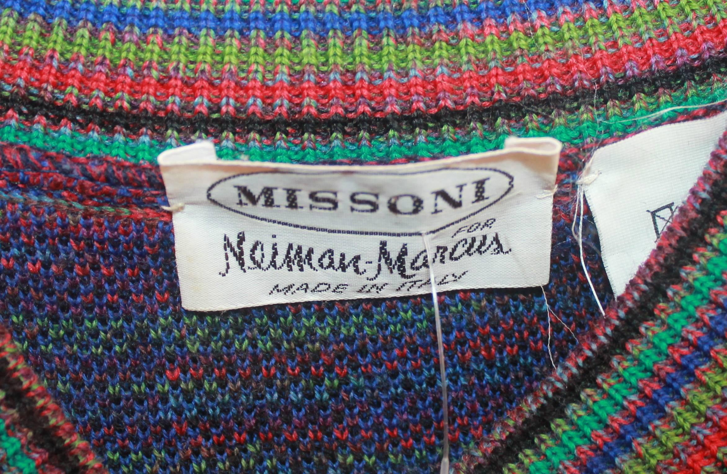 Missoni Vintage Multi Colored Knit Sweater w/ an Artsy Pattern - M -Circa 1970's 2