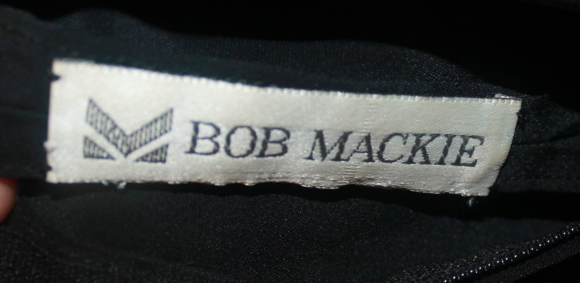 Bob Mackie Black & Gold Silk Jersey, Mesh, & Rhinestone Gown - M - Circa 1970's 3