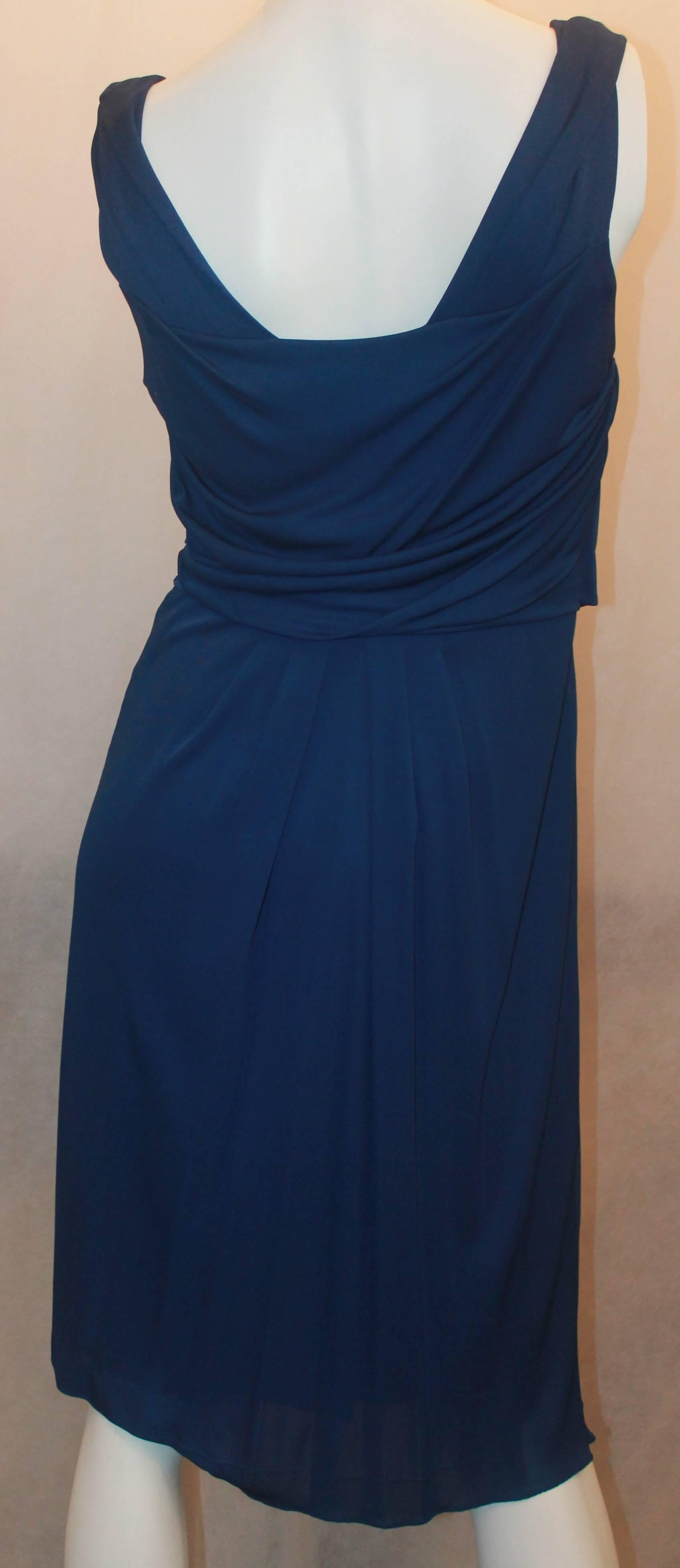Women's Moschino Blue Matte Sleeveless Jersey Dress - 8