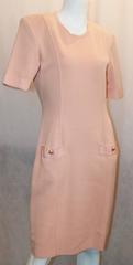 Salvatore Ferragamo Peach Cotton Knit Short Sleeve Shift Dress - Medium