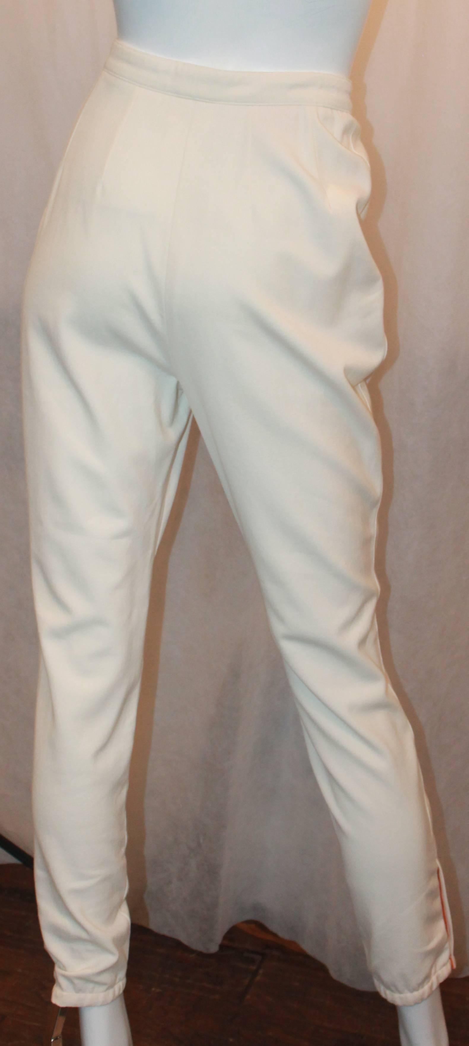 Hermes Vintage Pantalon d'équitation taille haute en ivoire - 34 - circa 1990's Bon état - En vente à West Palm Beach, FL