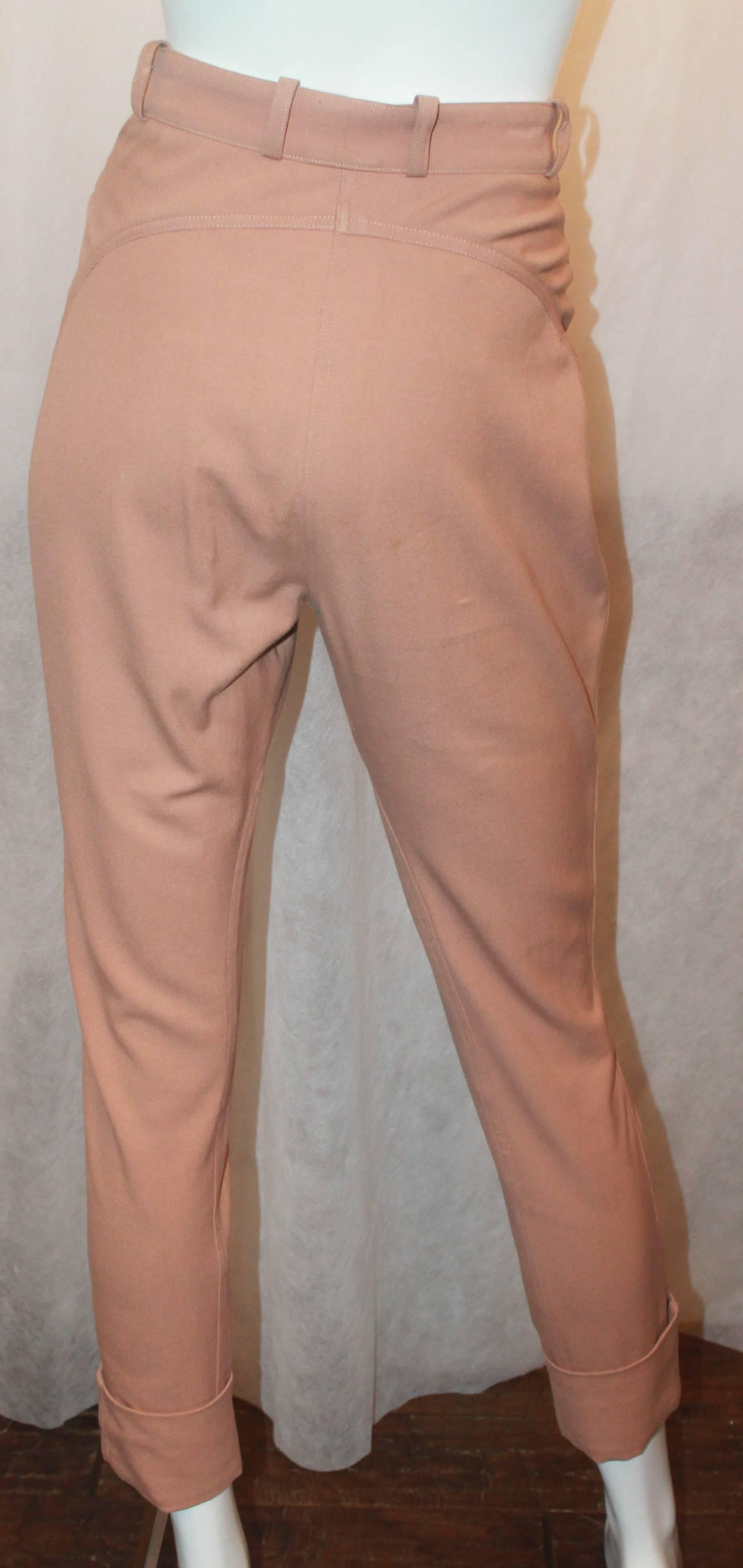 Hermes Vintage High Waisted Mauve Riding Pants - Größe 36 - circa 1990's im Zustand „Gut“ im Angebot in West Palm Beach, FL