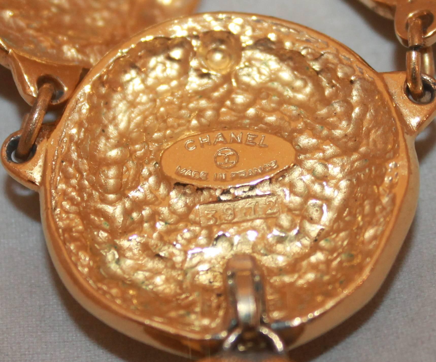 Women's Chanel 1970's Byzantine Goldtone & Pearl Medallion Necklace
