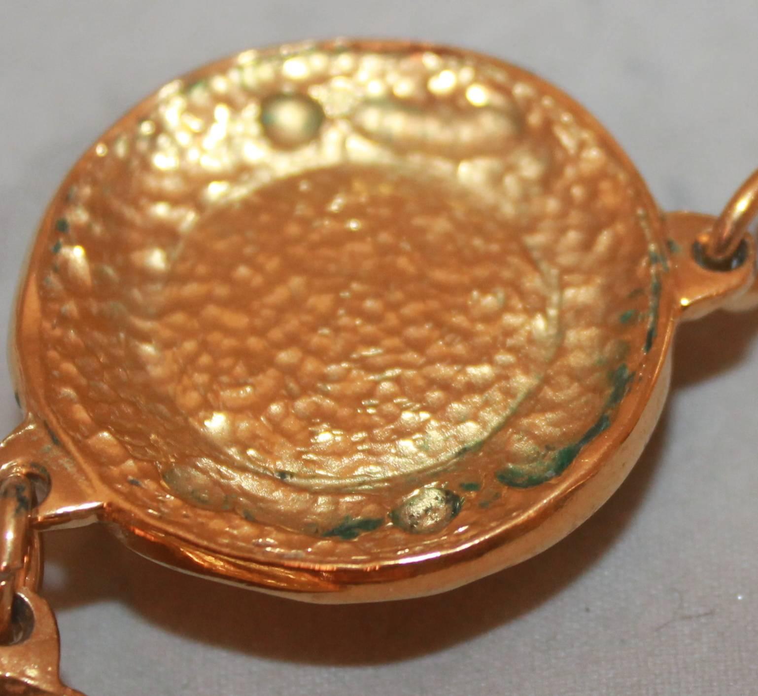 Chanel 1970's Byzantine Goldtone & Pearl Medallion Necklace 1