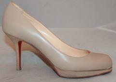 Christian Louboutin Nude Leather Wooden Pumps - 37.5