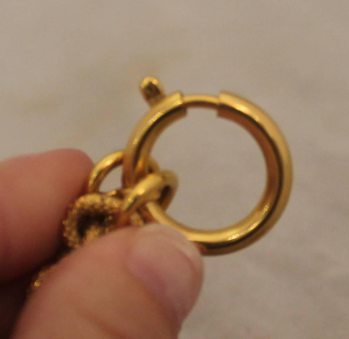 Chanel Goldtone Byzantine Link Necklace with Black Glass Pendant  - Circa 96 2
