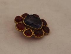 Chanel Red & Purple Gripoix Flower Design Goldtone Clip-On Earrings - Circa 1993