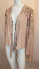 Roberto Cavalli Tan Suede Printed Jacket with Fringe - M
