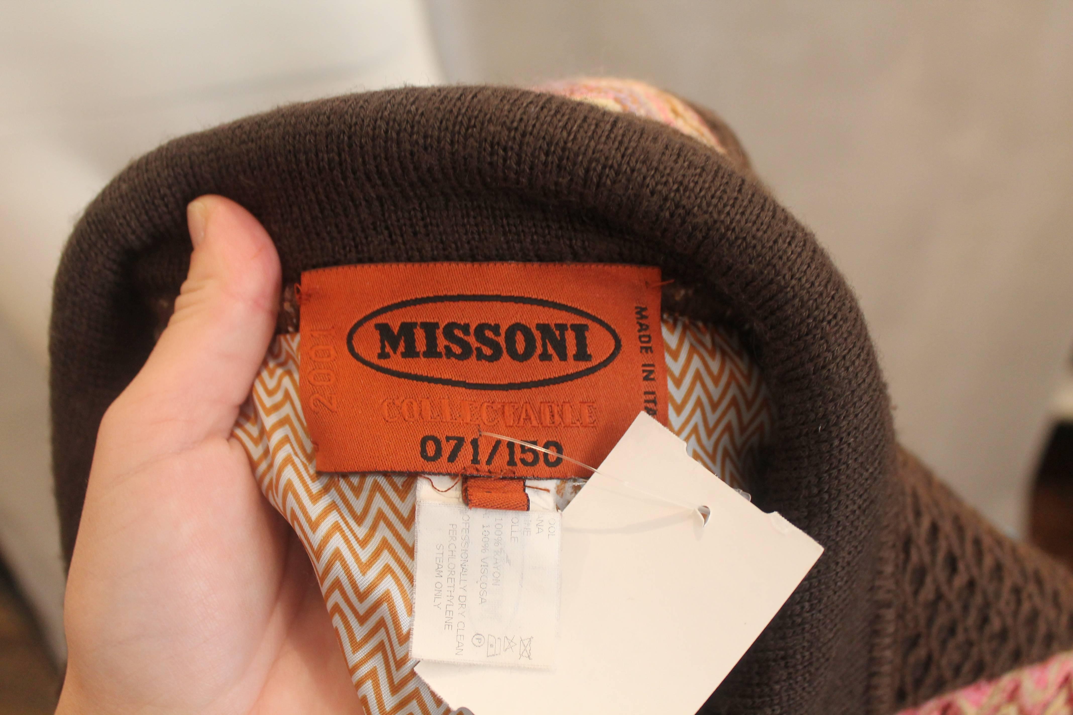 Missoni Collectible Brown Wool Jacket Multi Geometric Patchwork Design - 40  1