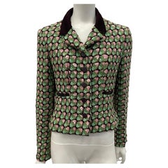 Chanel Green Pink and Brown Boucle Jacket - Sz 40
