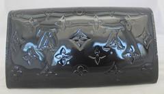 Louis Vuitton Navy Monogram Vernis "Sarah" Foldover Wallet - GHW - 2010