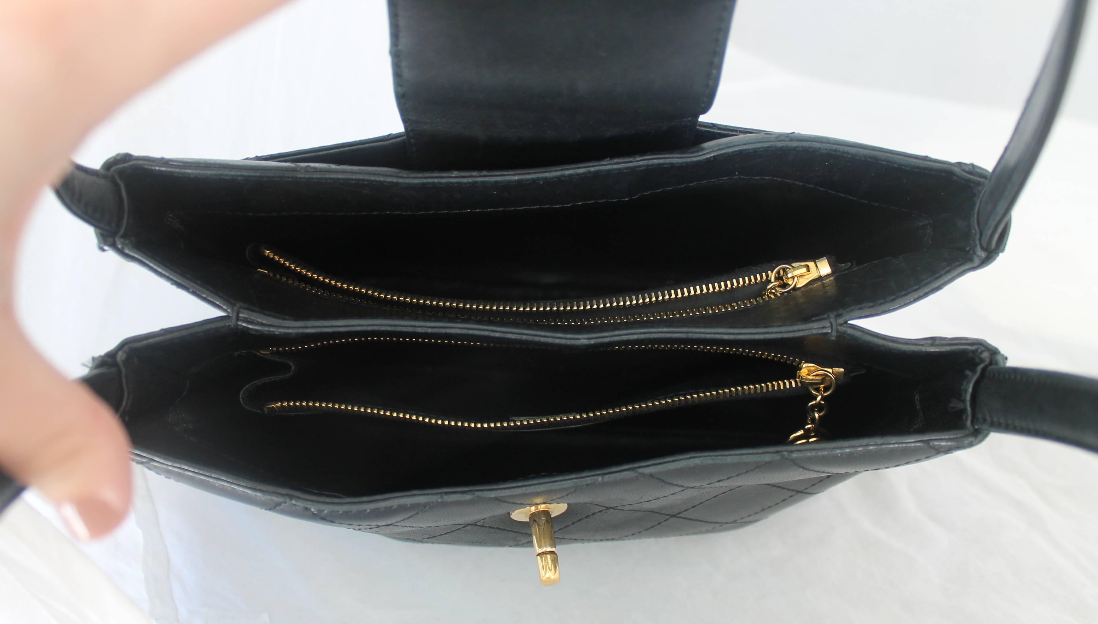 Chanel Black Lambskin Double Strap Shoulder Bag - GHW  1