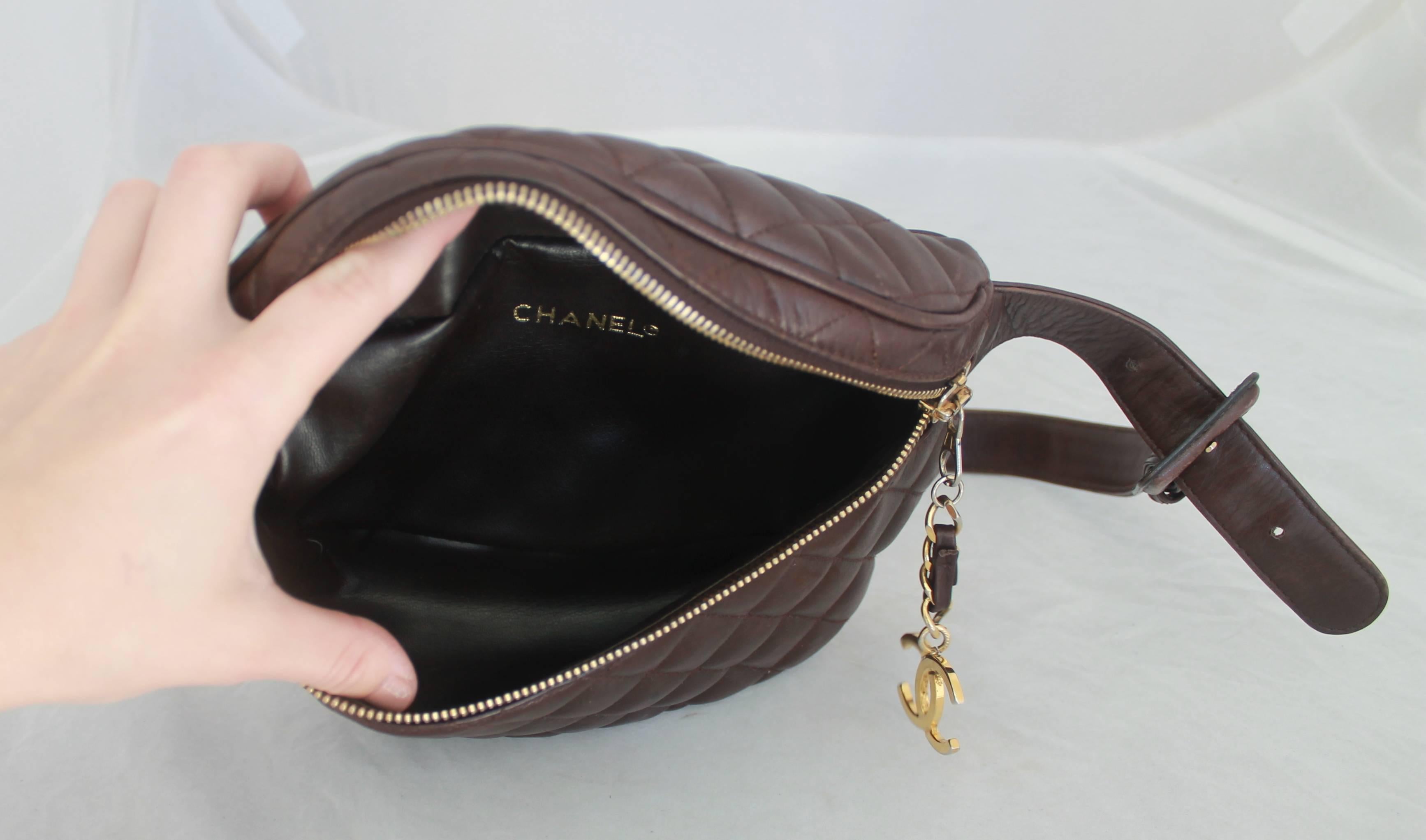 Chanel Vintage Brown Quilted Lambskin Fanny Pack - GHW - Early 1980's 1
