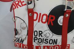 Christian Dior White, Red & Navy "Hardcore Pierced Boston" Bag - SHW