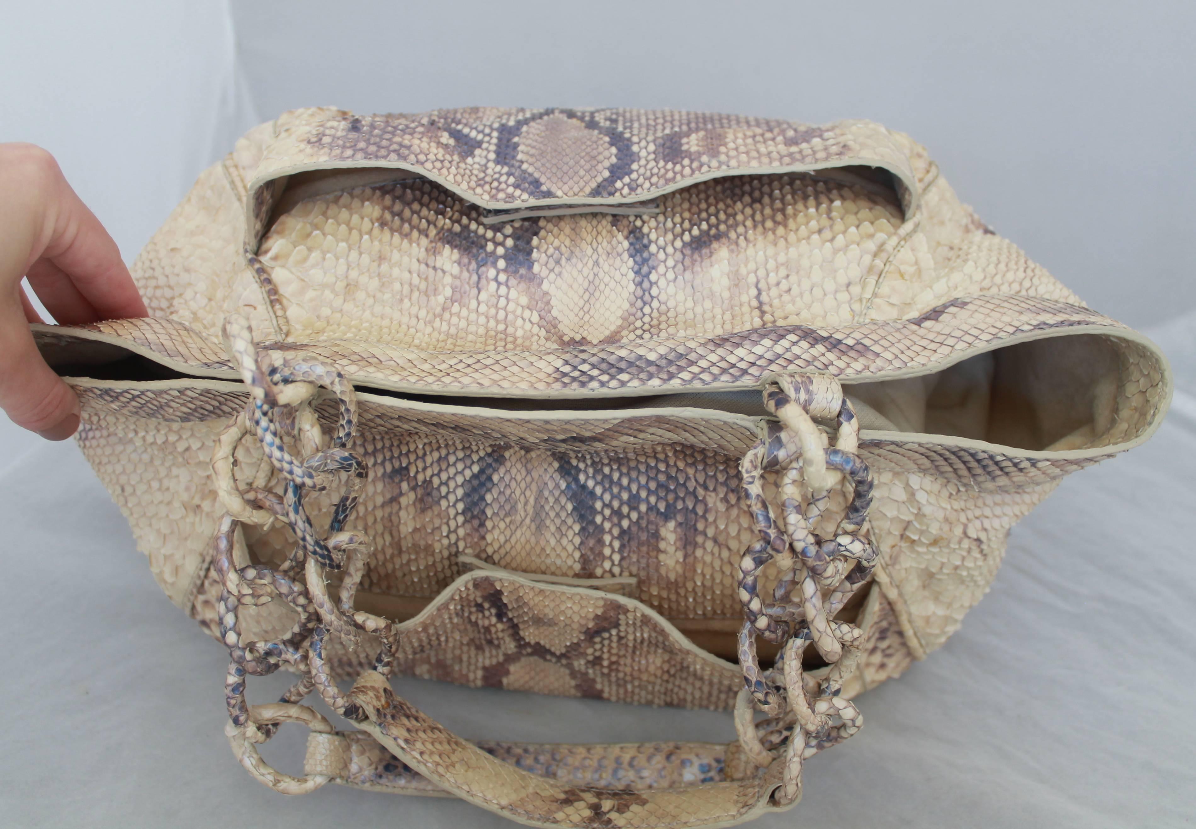 Gray Nancy Gonzalez Earthtone Metallic Python Shoulder Bag