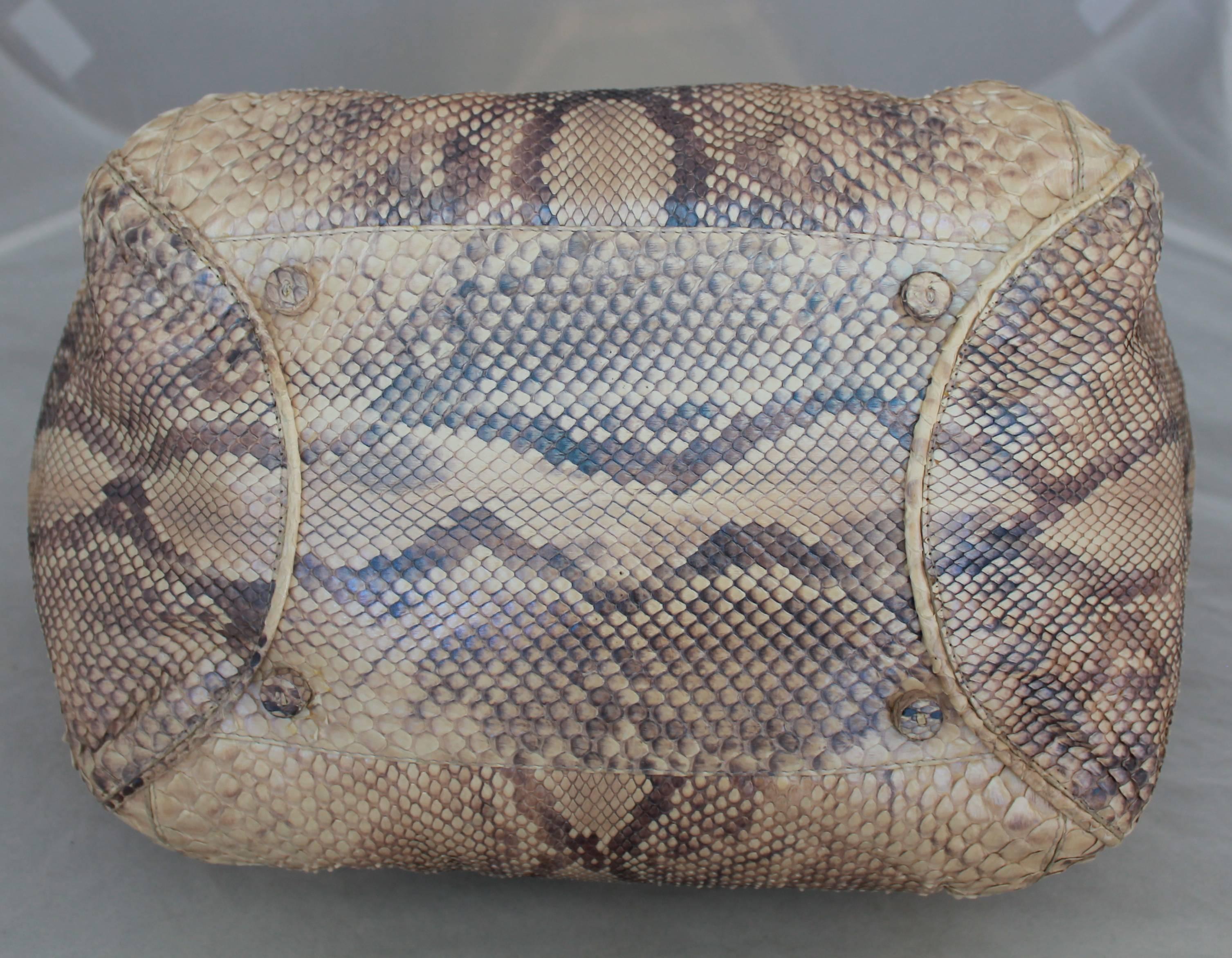 Nancy Gonzalez Earthtone Metallic Python Shoulder Bag In Excellent Condition In West Palm Beach, FL