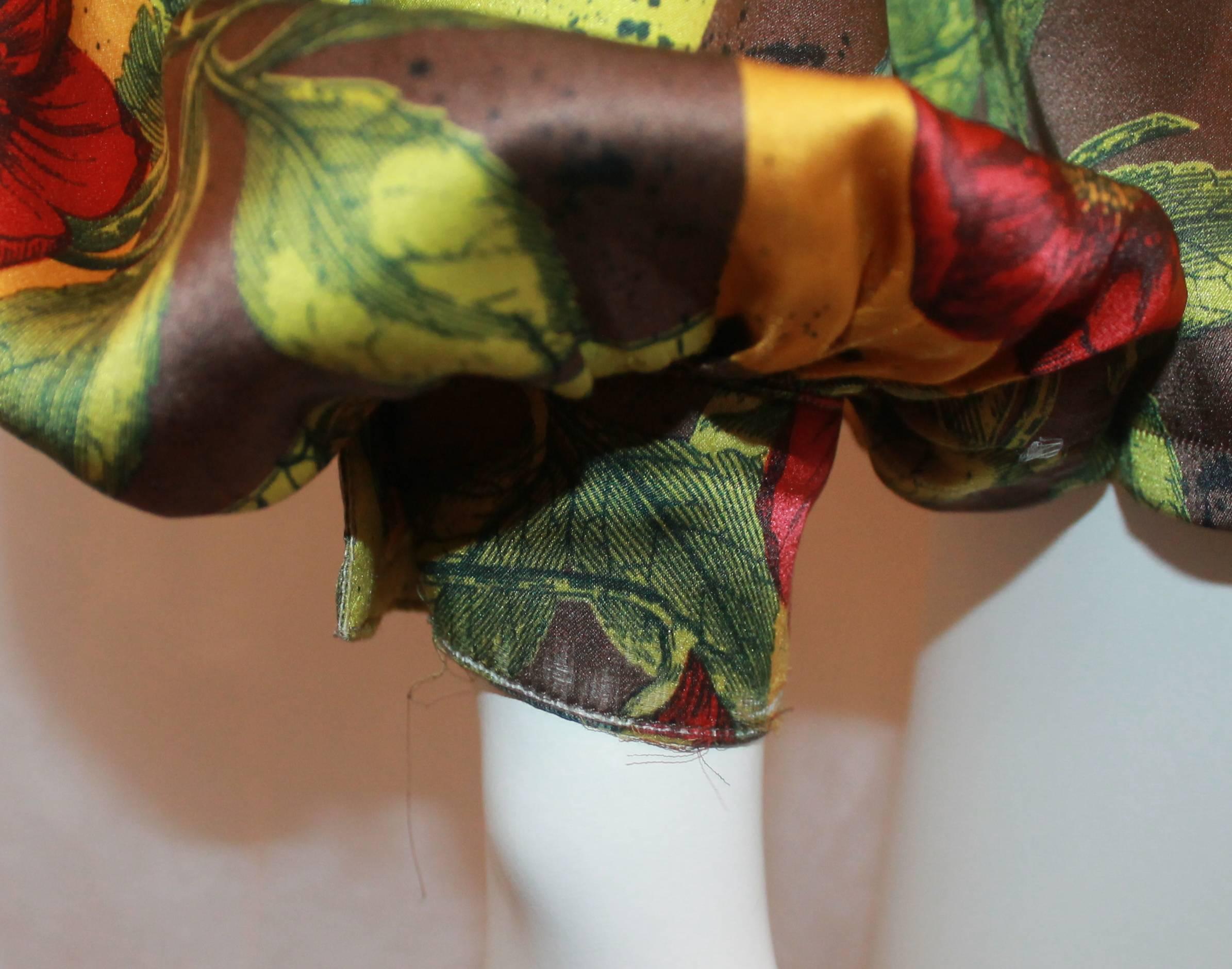 Women's Christian Lacroix Silk Multi-color Floral Printed Blouse - 38