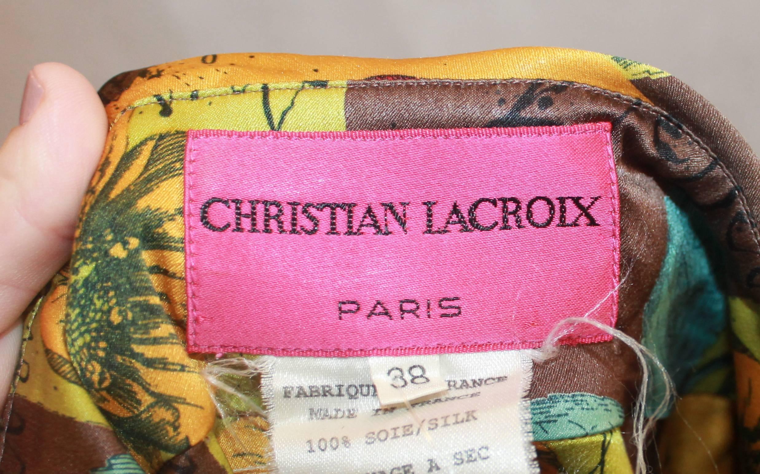 Christian Lacroix Silk Multi-color Floral Printed Blouse - 38 1