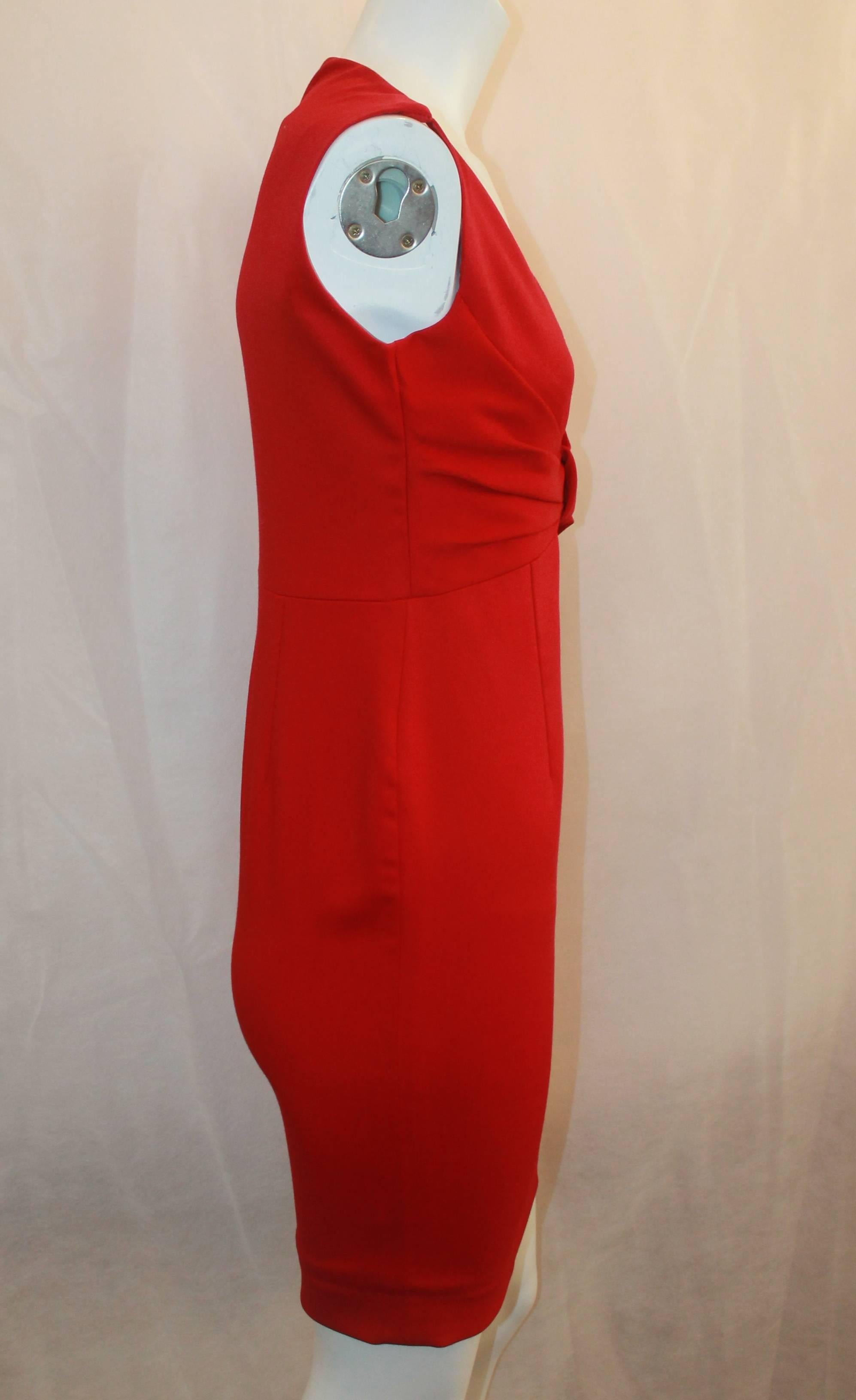 Valentino Techno Couture Red Sleeveless Dress with Bow - 4  In Excellent Condition In West Palm Beach, FL