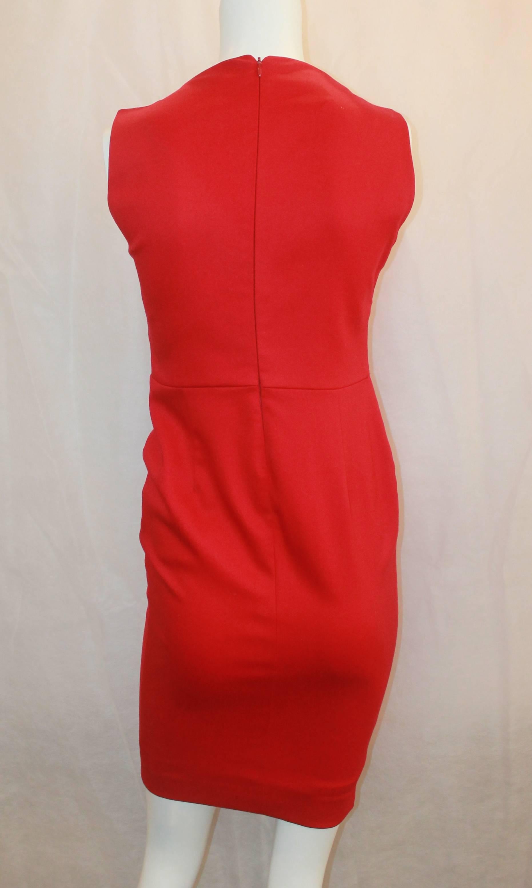 Women's Valentino Techno Couture Red Sleeveless Dress with Bow - 4 