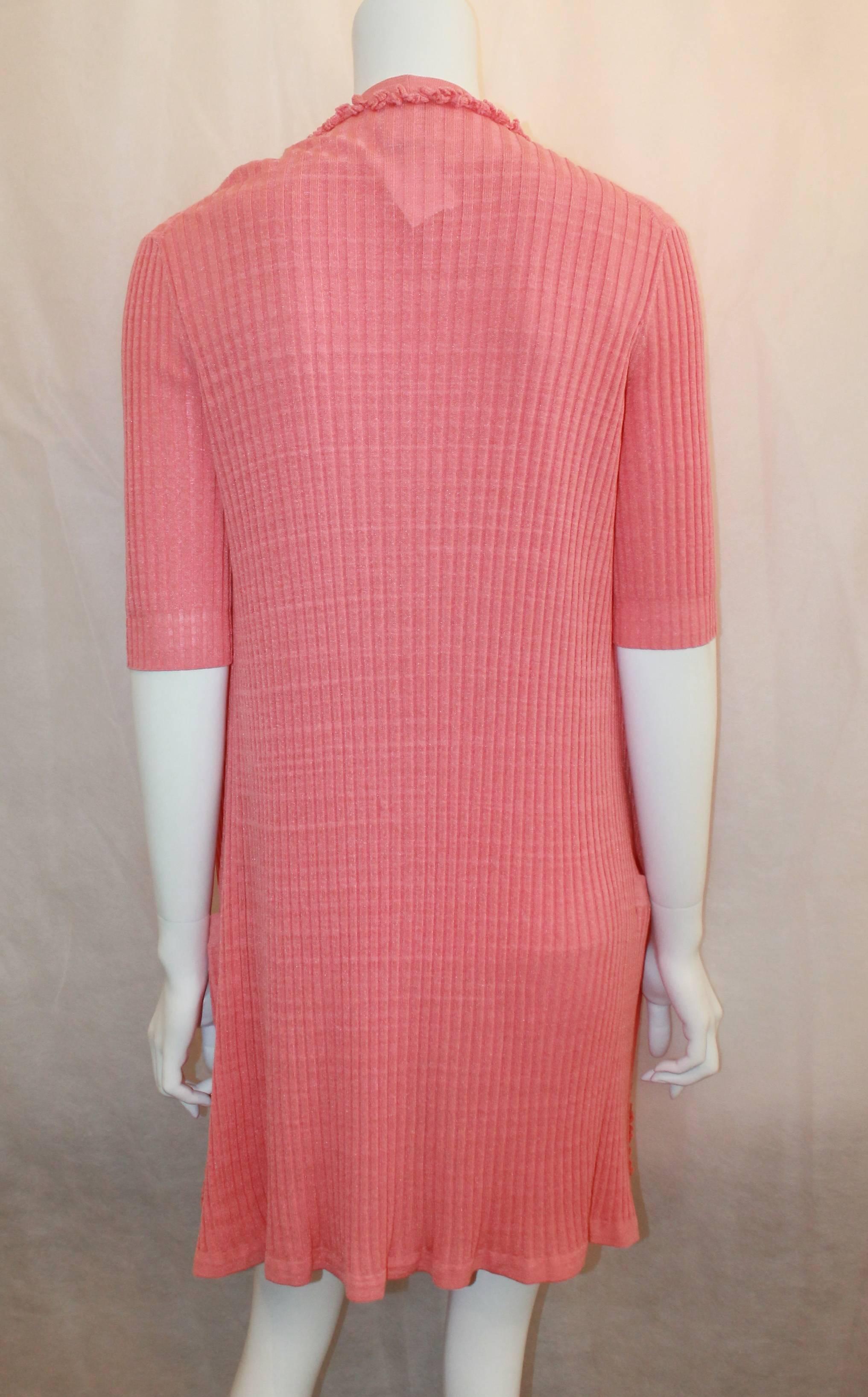 Women's Chanel Coral Cotton Blend Knitted Sweater Set - 42 - 09P