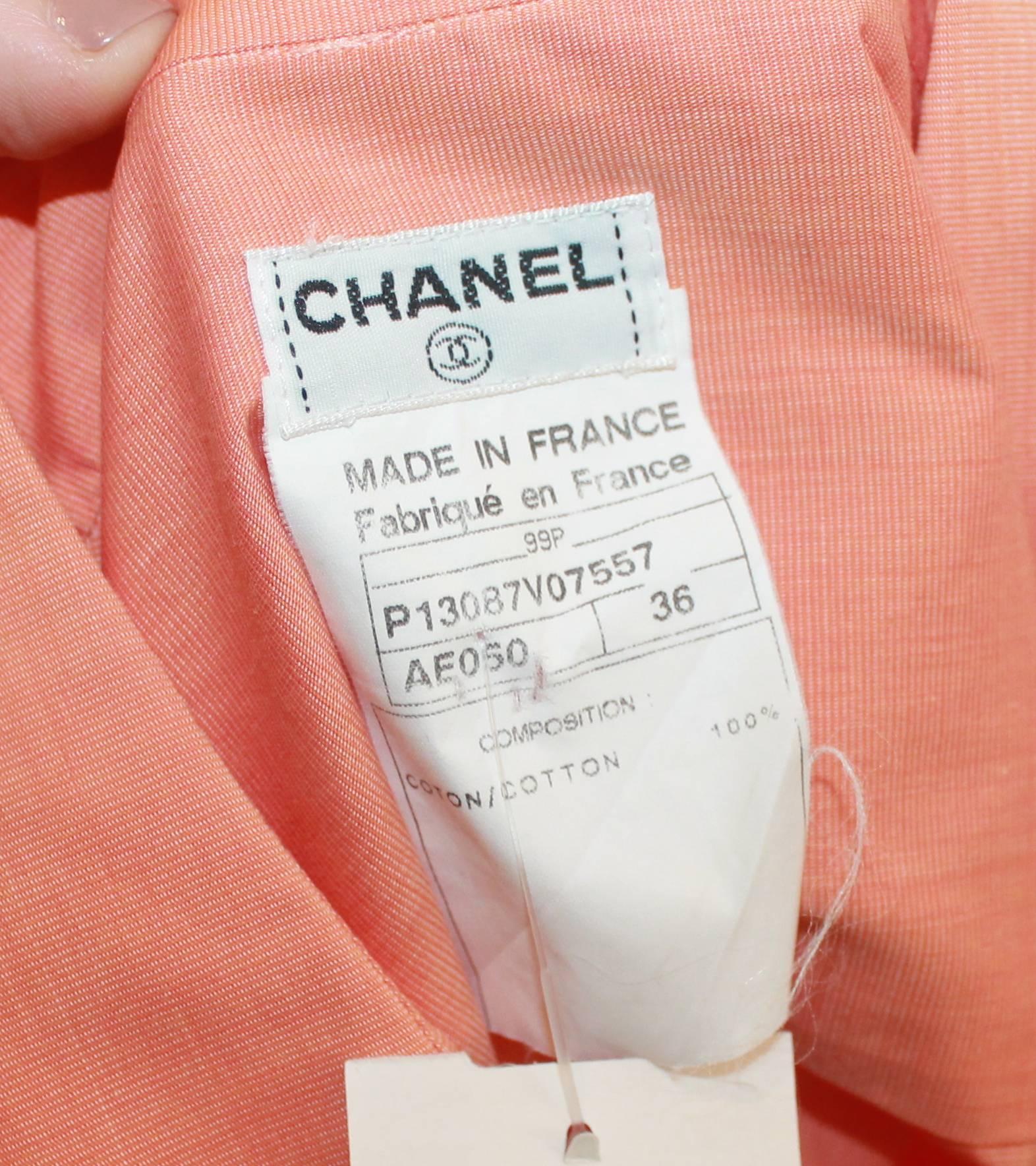 Women's Chanel Vintage Orange Cotton Collared Cropped Top - 36 - 99P