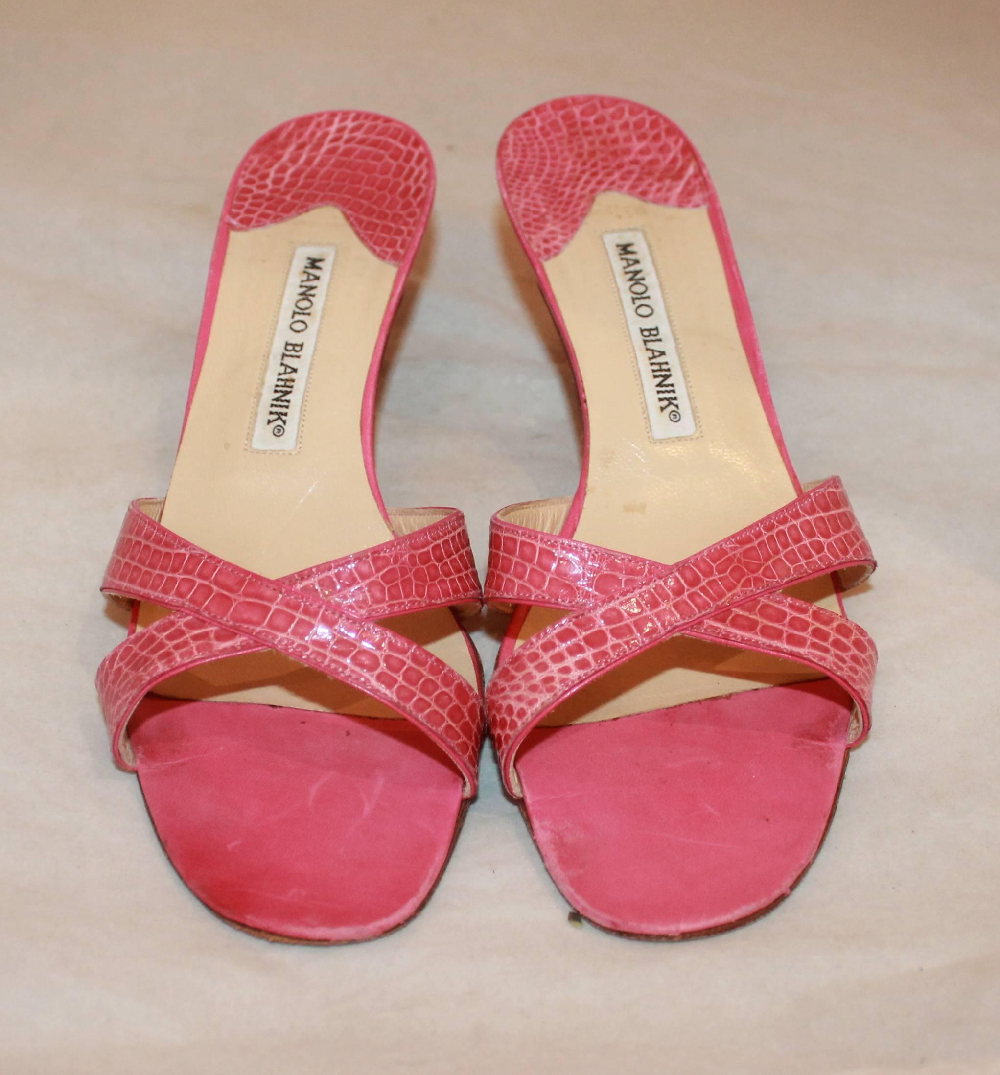 pink croc heels