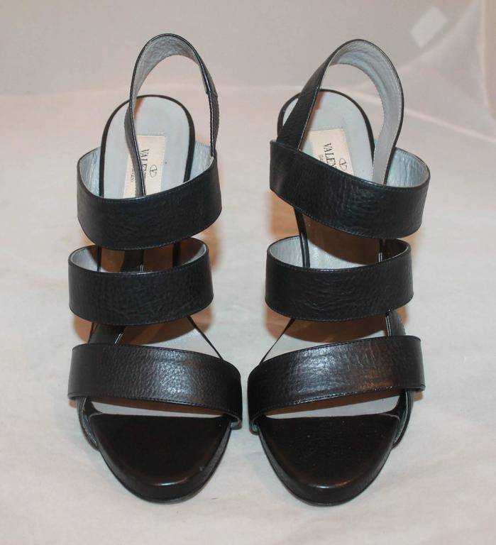 Valentino Black Leather Strappy Platform Heels - 37 For Sale at 1stDibs ...