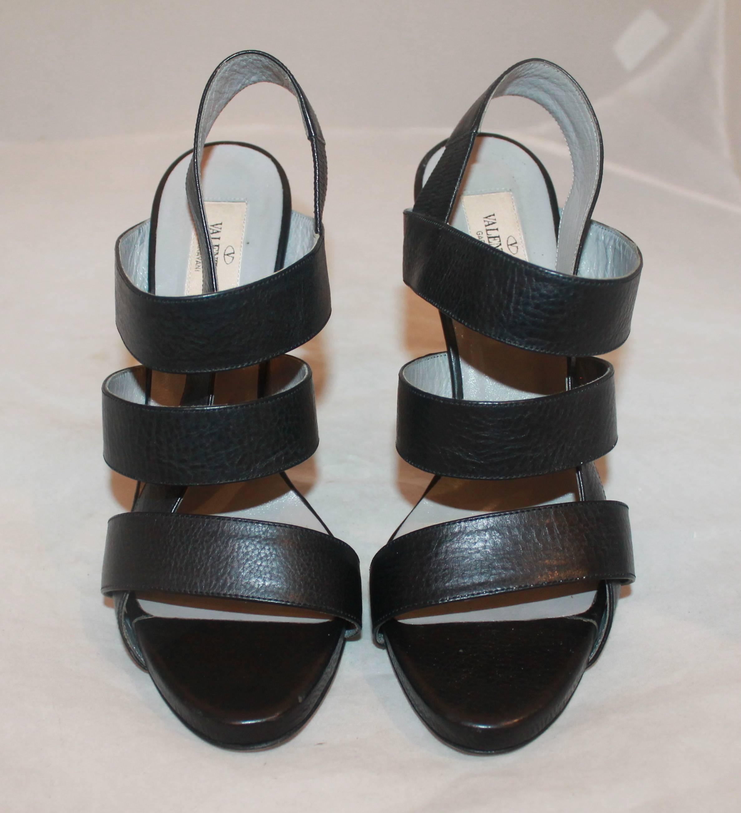 black strappy platform heels