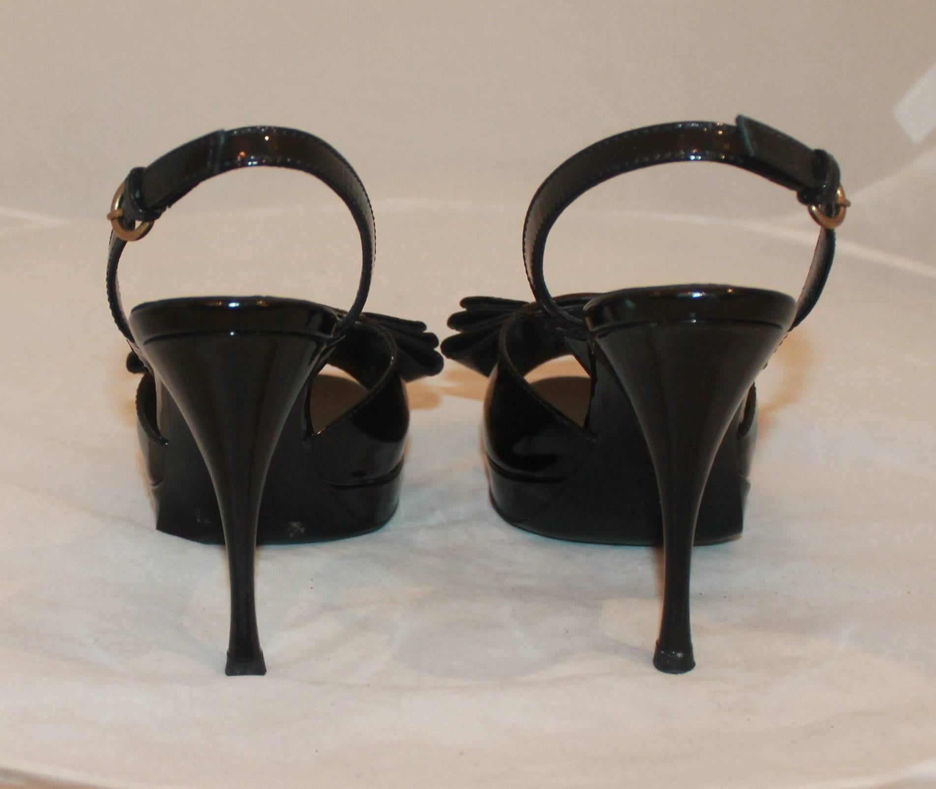 black bow platform heels