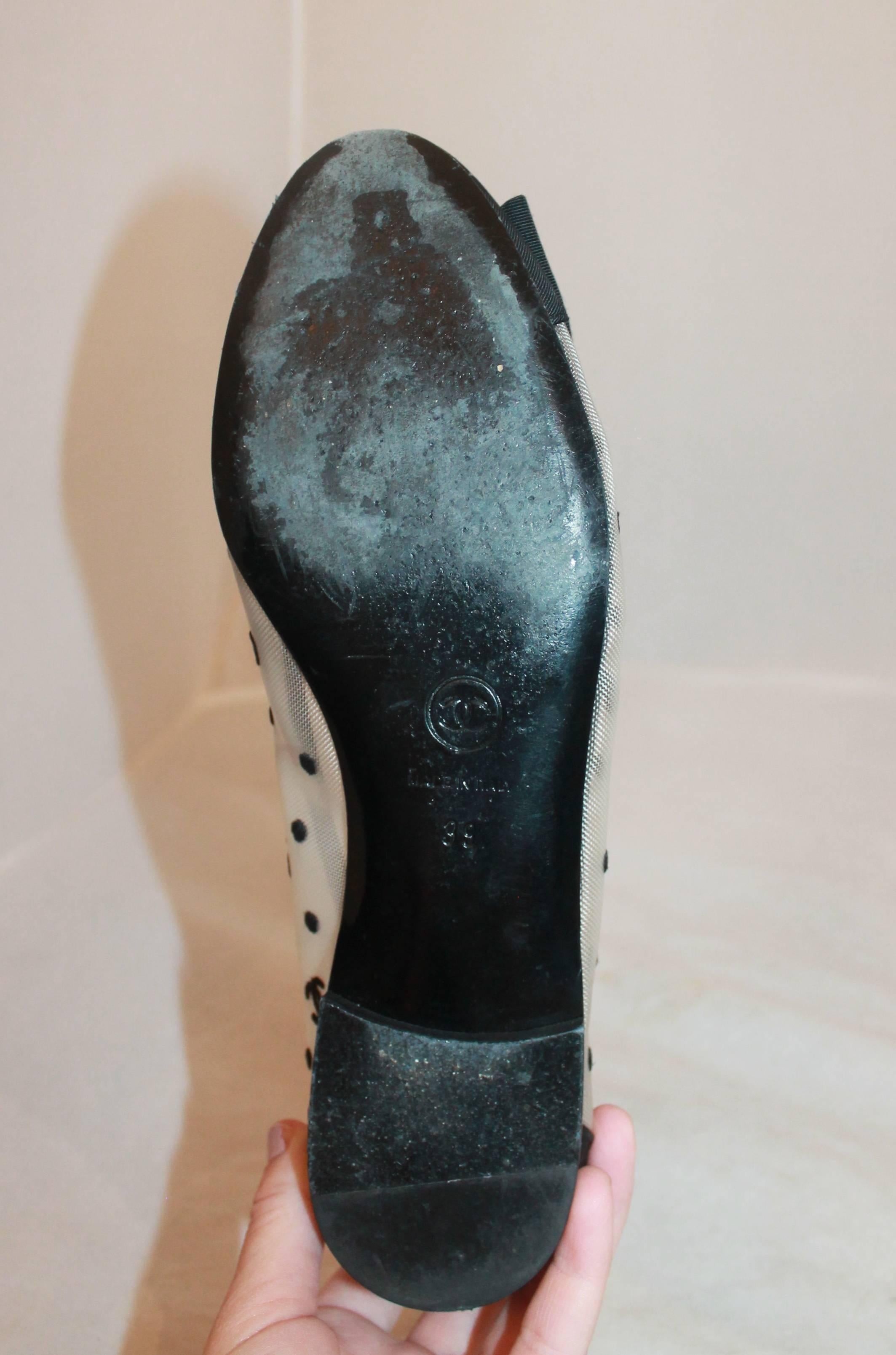 black mesh ballet flats