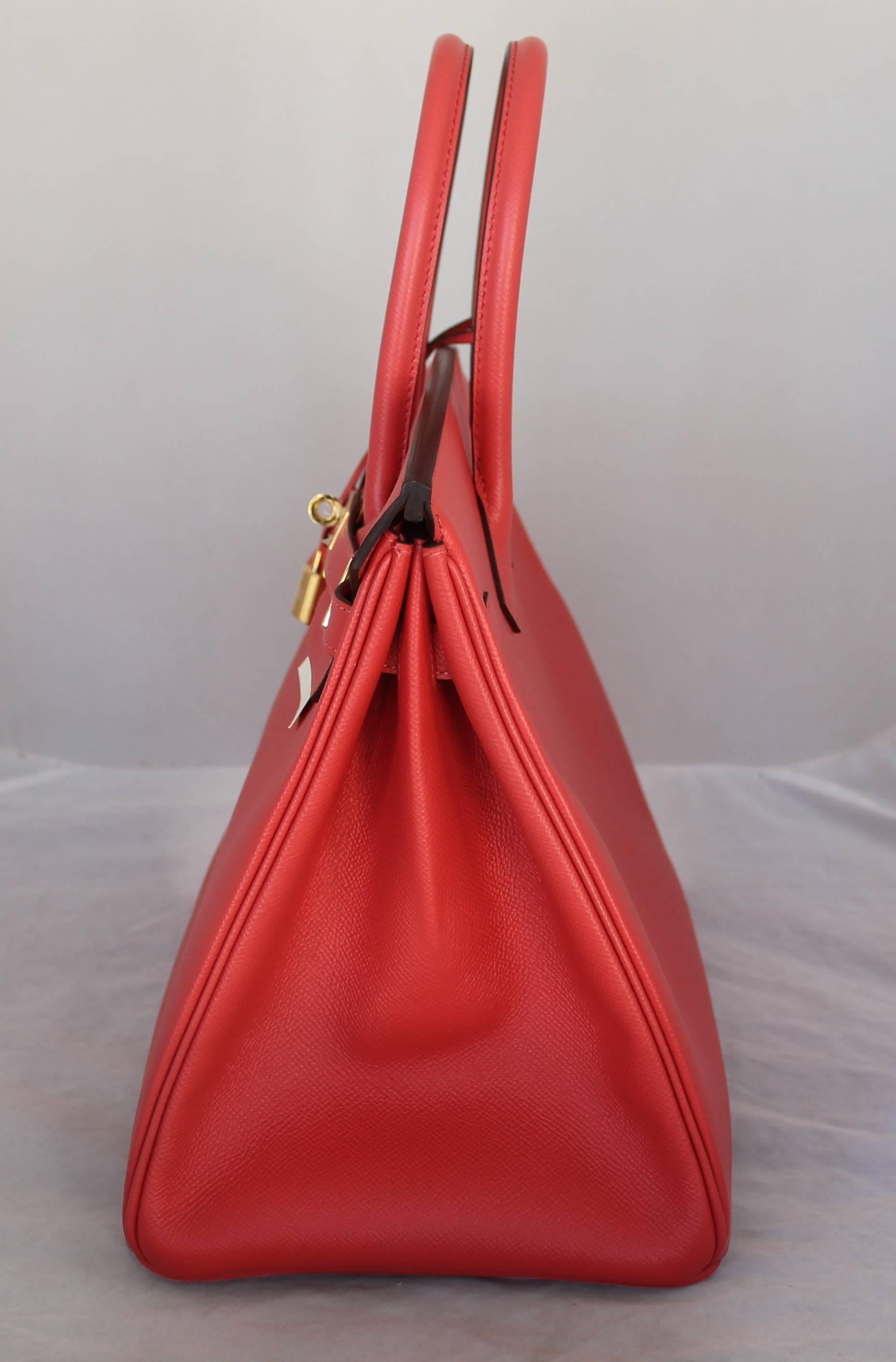 Red Hermes Rouge Jaipur Epsom 35 cm Birkin Bag - GHW - 2015 - NWT