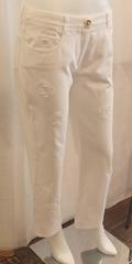Chanel White Denim Boot Cut Jeans with Camellia Cutouts - 40