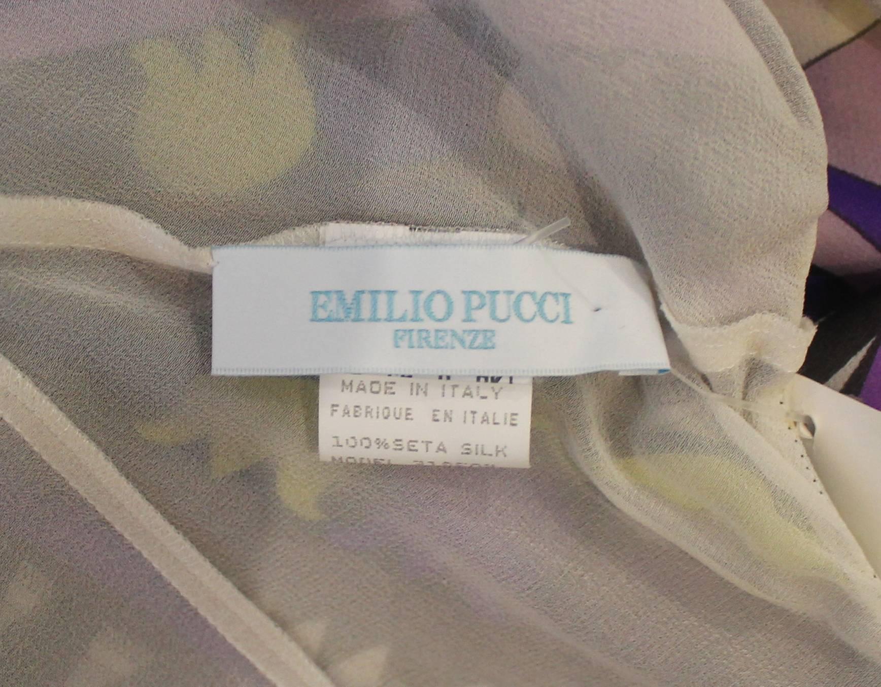 Women's Emilio Pucci Purple & Lime Silk Chiffon Printed Sleeveless Dress - 8