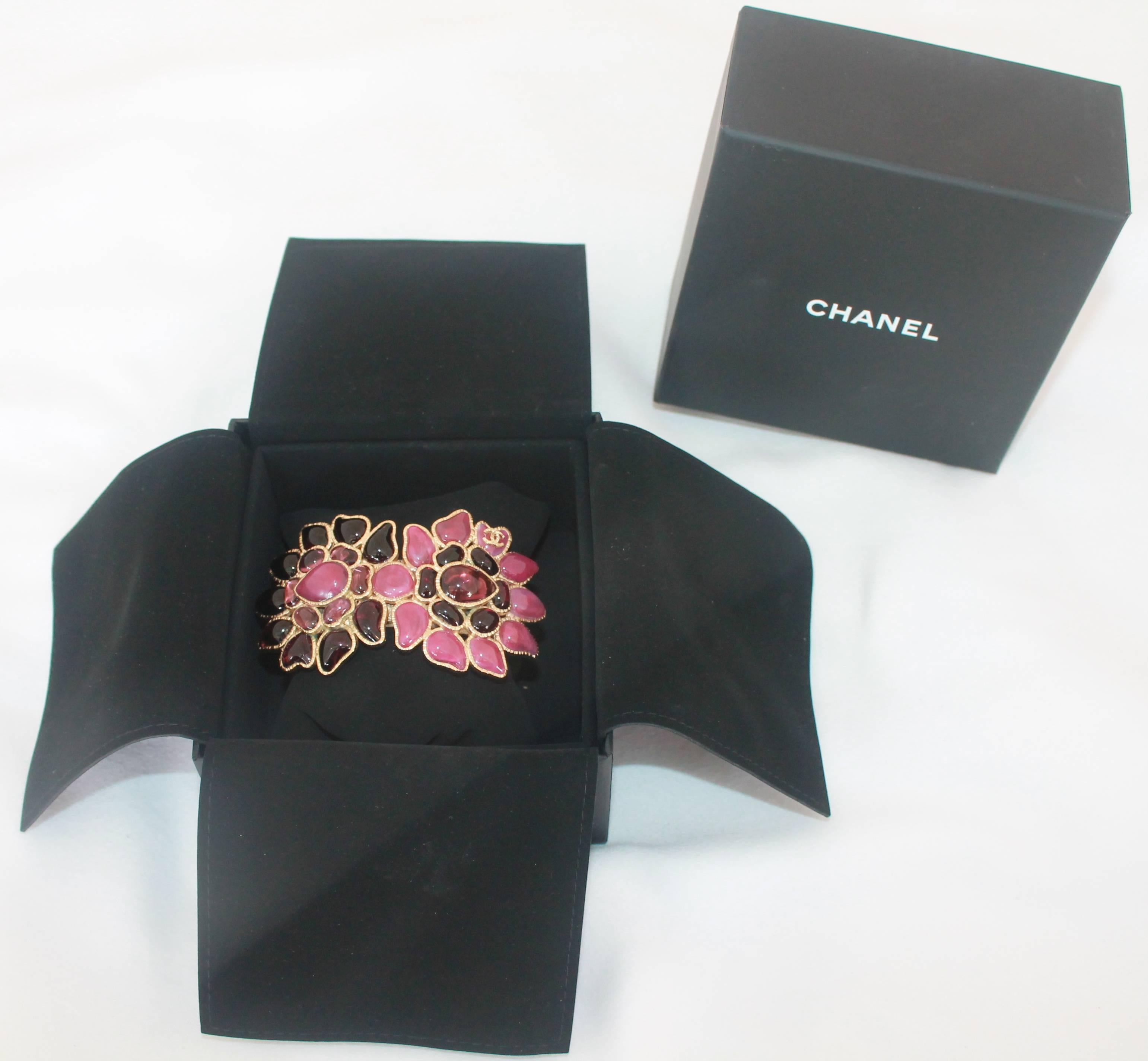 Women's Chanel Purple/Pink Gripoix Gold Byzantine Paris-Dubai Cuff-2015
