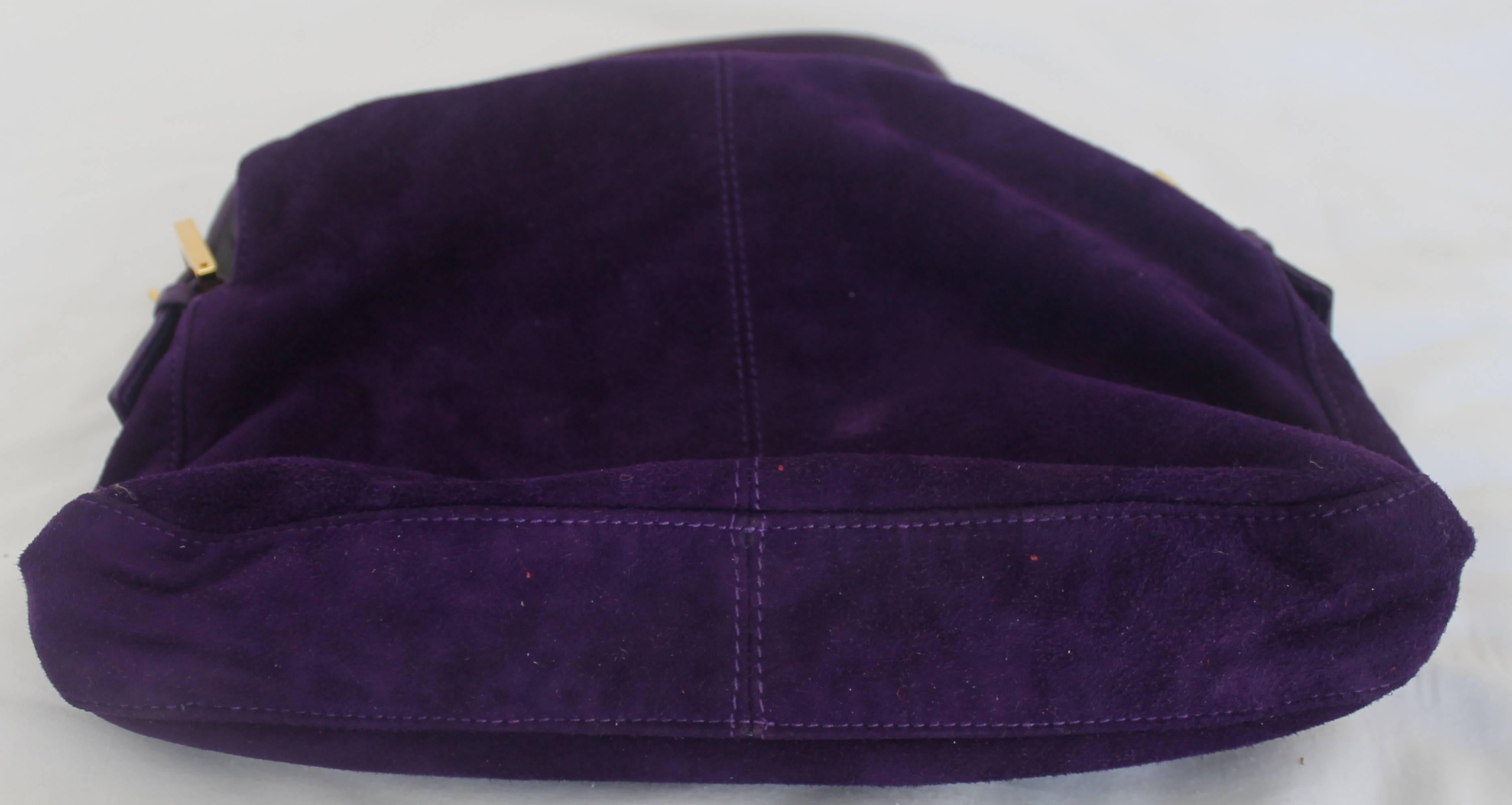 Black Fendi Purple Suede with Leather Strap Purse - GHW