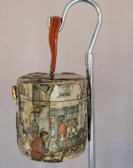 Vintage Multicolor Decoupage Printed Handbag with Bakelite Handle - circa 1950's