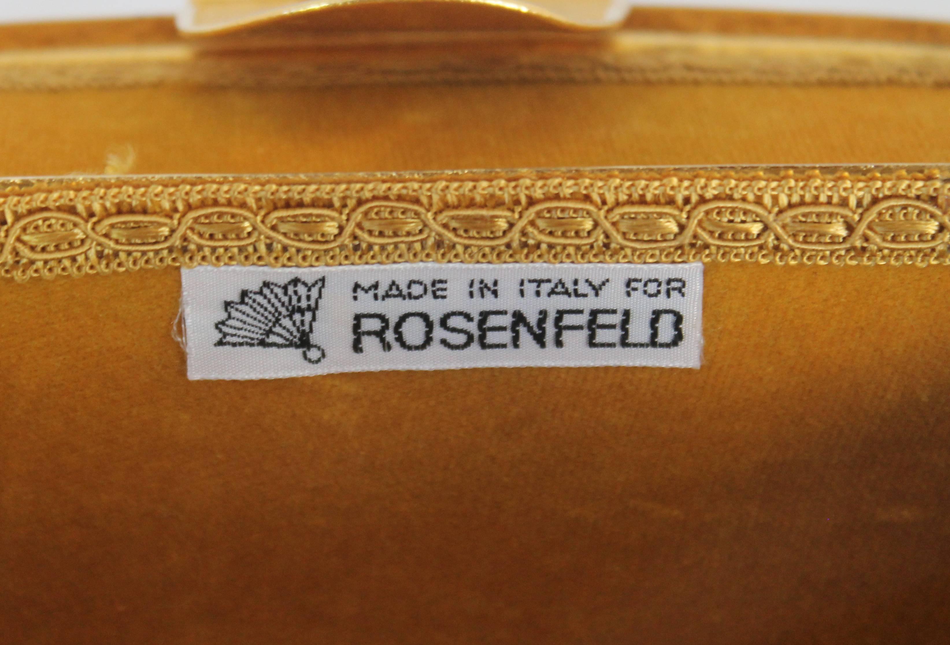 Rosenfeld Gold Fully Etched Metal Shoulder Bag with Mesh Strap - circa 1960's  3