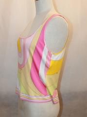 Emilio Pucci Pink & Orange Silk Jersey Sleeveless Striped Tank - 14