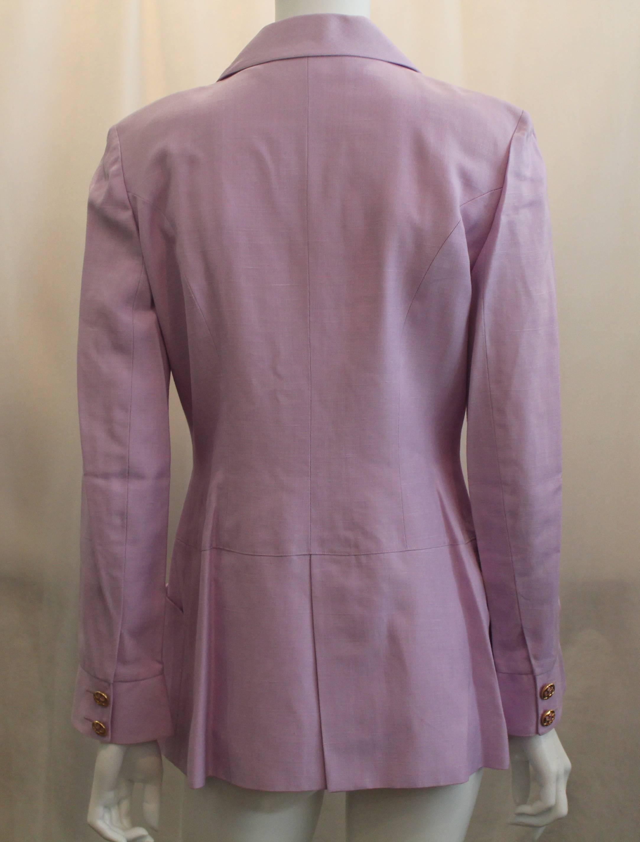 purple linen jacket womens